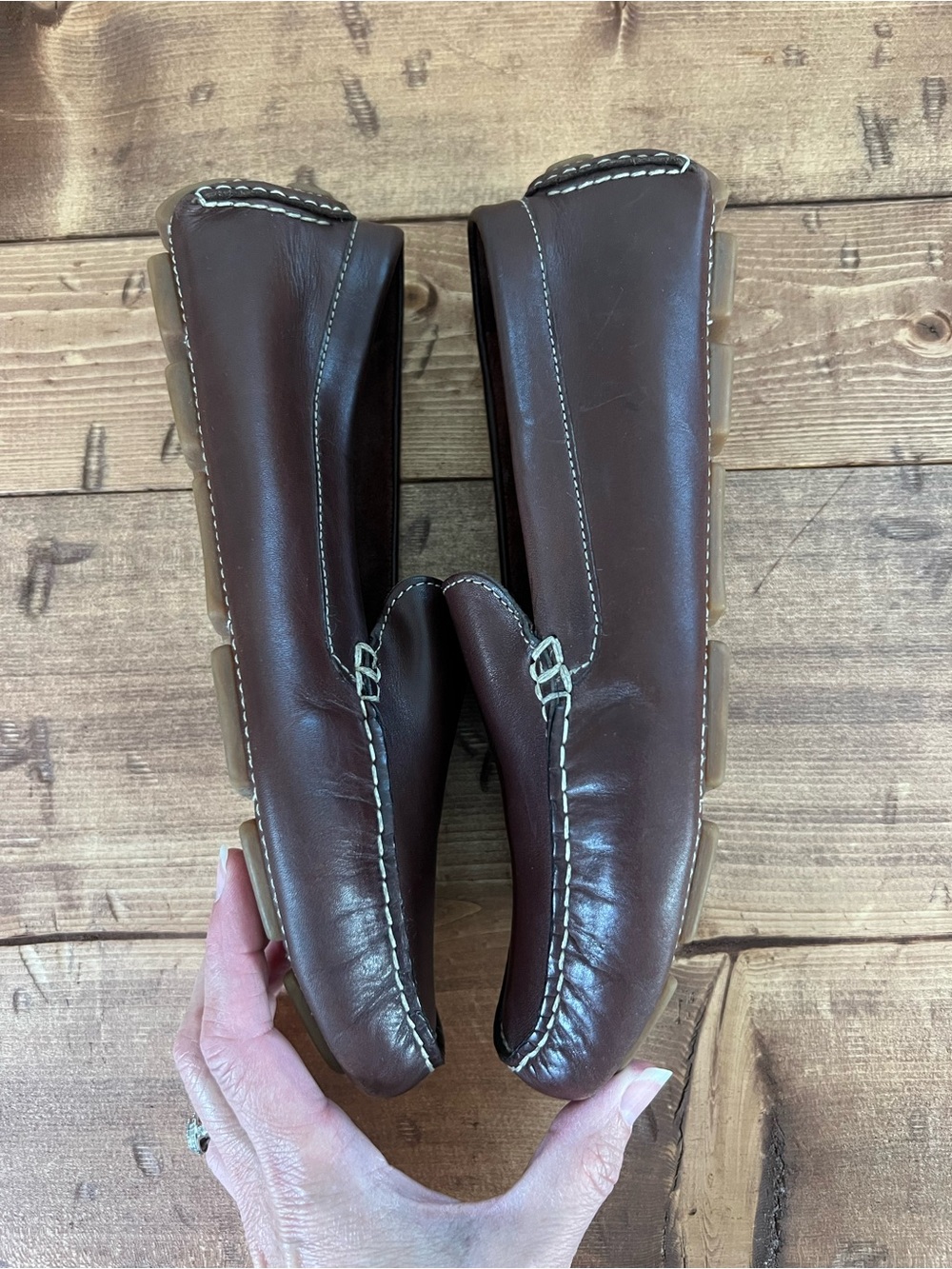 Cole Haan Brown Leather Driving Moccasins Slip On Loafers Women’s Size 8.5B - Picture 7 of 10